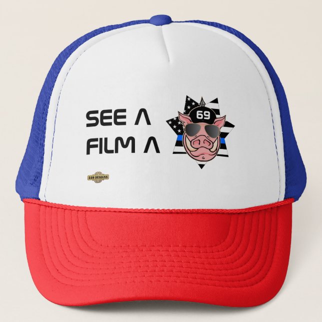 trucker hat  "SEE A COP FILM A COP" (Front)