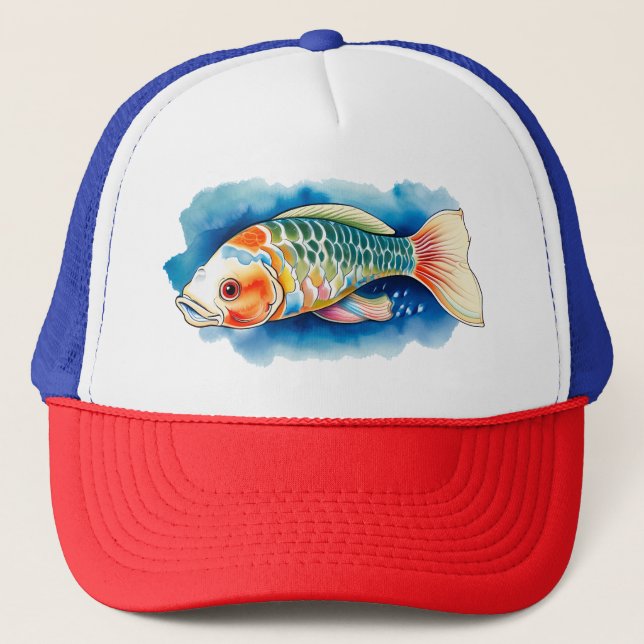 Trucker Hat - Watercolor Series: Koi Fish (Front)