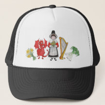 Trucker Hat: Welsh, Daffodils, Dragon, Leeks, Harp