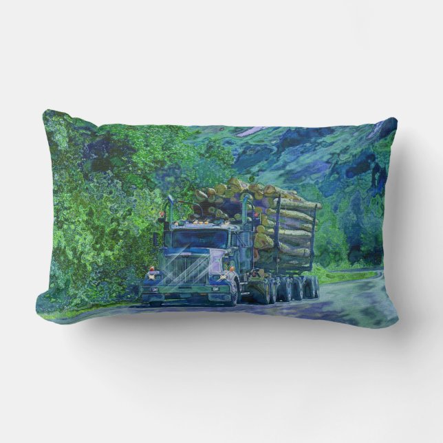 Trucker Logging Truck Lorry Heavy Transport Gift2 Lumbar Cushion (Front)