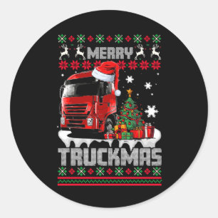 Trucker Merry Truckmas Trucker Drive Ugly Christma Classic Round Sticker