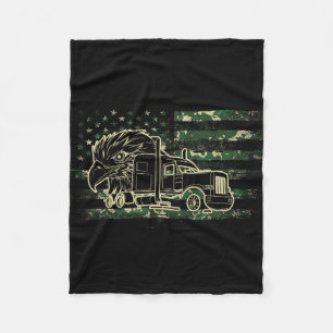 Trucker patriotic camouflage american flag semi fleece blanket