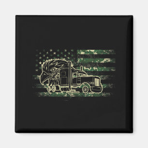 Trucker patriotic camouflage american flag semi magnet