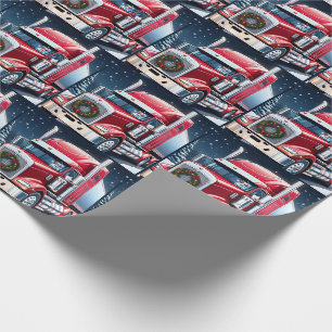Trucker Santa 18 Wheeler Christmas Wrapping Paper