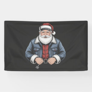 Trucker Santa Claus Funny Truck Driving Christmas Banner
