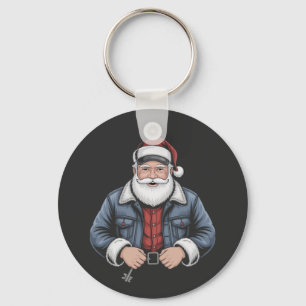 Trucker Santa Claus Funny Truck Driving Christmas Key Ring