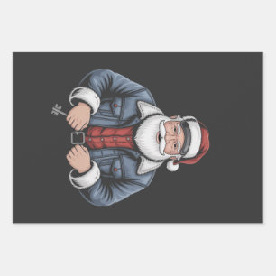 Trucker Santa Claus Funny Truck Driving Christmas  Wrapping Paper Sheet