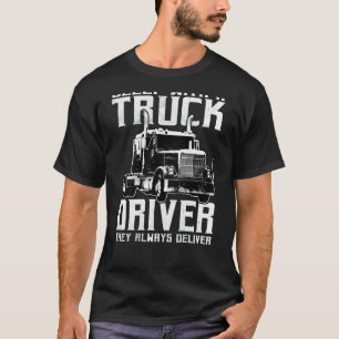 Trucker Tractor Trailer 18 Wheeler On Back T-Shirt