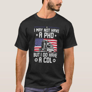 Trucker Truck Driver Cdl Vintage Usa American Flag T-Shirt