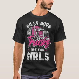 Trucker Truck Driver Girl Vintage Silly Boys Truck T-Shirt