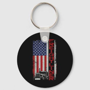Trucker Truck Driver Halloween Pun Vintage Usa Ame Key Ring