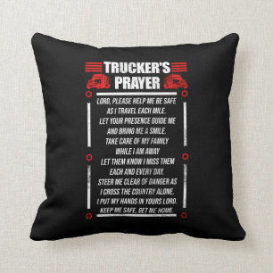 Trucker Truck Driver Trucker's Prayer God Faith Cushion