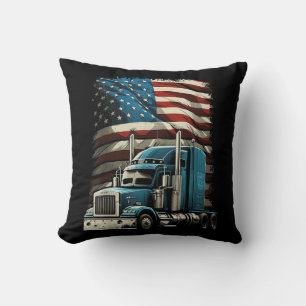 Trucker US American Flag For Patriotic Truck Drive Cushion