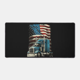 Trucker US American Flag For Patriotic Truck Drive Desk Mat