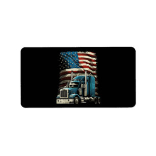 Trucker US American Flag For Patriotic Truck Drive Label