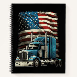 Trucker US American Flag For Patriotic Truck Drive Notebook