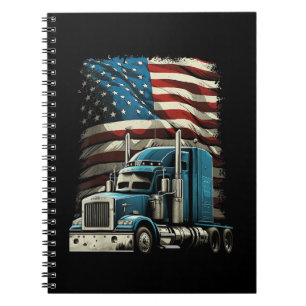 Trucker US American Flag For Patriotic Truck Drive Notebook