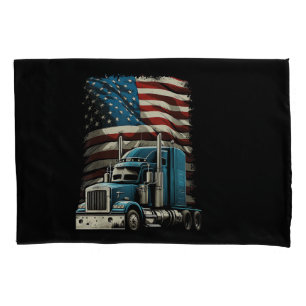 Trucker US American Flag For Patriotic Truck Drive Pillowcase