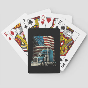 Trucker US American Flag For Patriotic Truck Drive Playing Cards