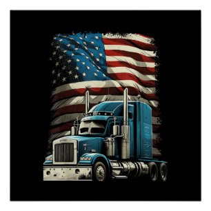 Trucker US American Flag For Patriotic Truck Drive Poster