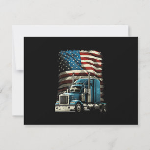 Trucker US American Flag For Patriotic Truck Drive RSVP Card