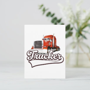 Trucker vintage logo holiday postcard