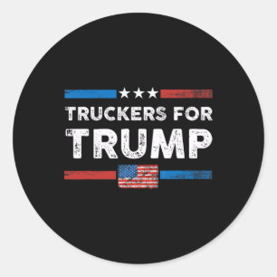 Truckers 4 Trump Truckers For Trump 2024 Us Flag V Classic Round Sticker
