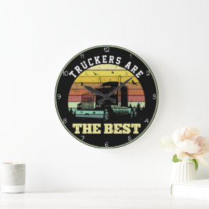 Truckers Are The Best Sunset Large Clock