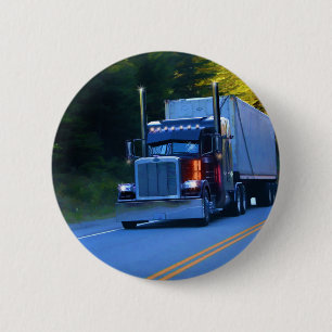 Truckers, Big Rig Cargo Truck Art 6 Cm Round Badge