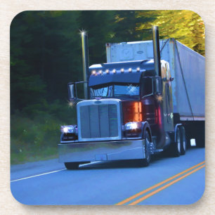 Truckers, Big Rig Cargo Truck Art Coaster