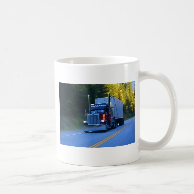 Truckers, Big Rig Cargo Truck Art Coffee Mug (Right)