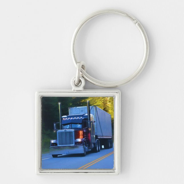 Truckers, Big Rig Cargo Truck Art Key Ring (Front)