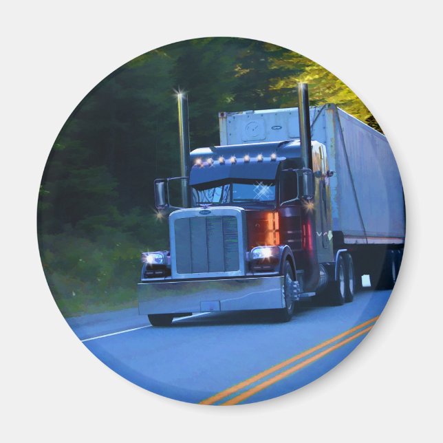 Truckers, Big Rig Cargo Truck Art Magnet (Front)