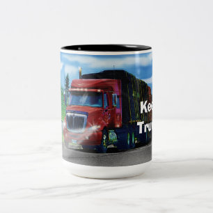 TRUCKERS BIG RIG RED TRUCK COFFEE MUG