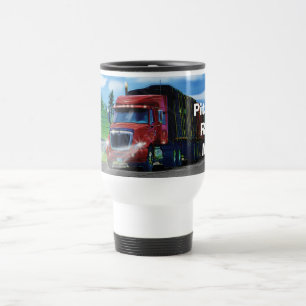 TRUCKERS BIG RIG RED TRUCK TRAVEL MUG