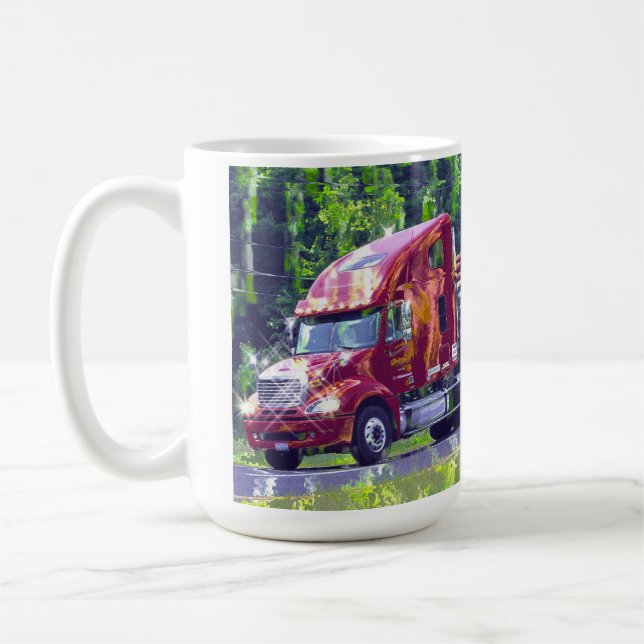 TRUCKERS BIG RIG TRUCK STOP DRINKING MUG (Left)
