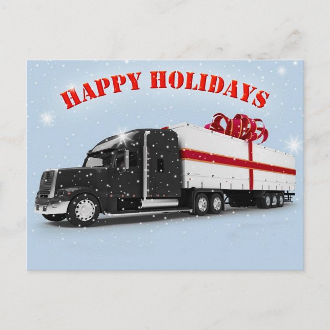 Trucker's Happy Holidays Postcard (Front)
