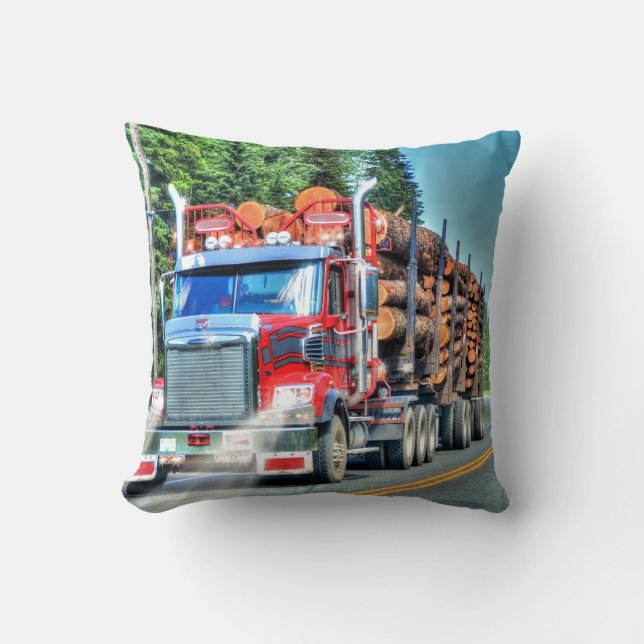 Truckers Logging Truck Lorry Heavy Transport Gift Cushion (Front)