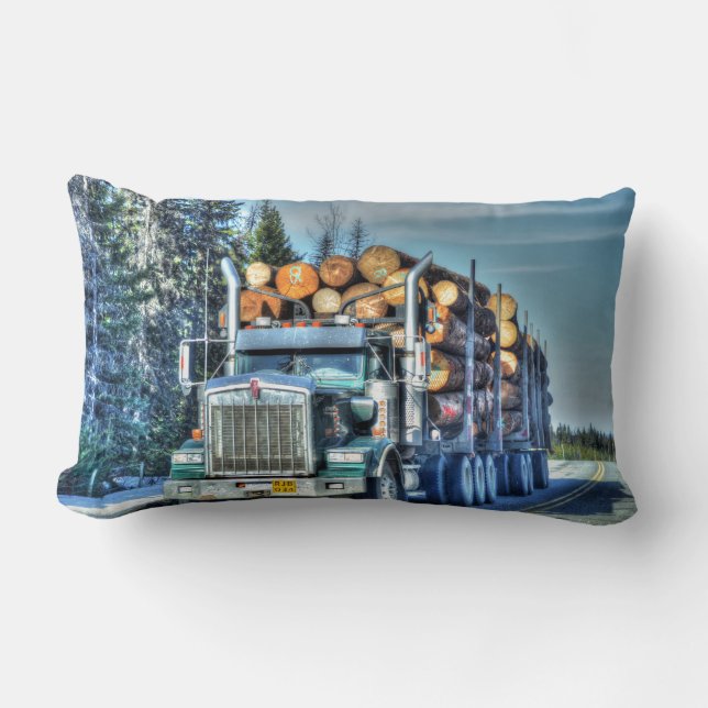 Truckers Logging Truck Lorry Heavy Transport Gift Lumbar Cushion (Front)