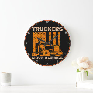 Truckers Move America: Orange Pride Large Clock