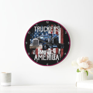 Truckers Move America Patriotic Large Clock
