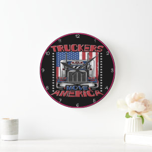 Truckers Move America: Stars and Stripes Large Clock