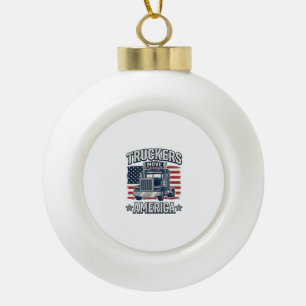 Truckers Move America Vintage Truck Shirt Design_1 Ceramic Ball Christmas Ornament