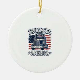 Truckers Move America Vintage Truck Shirt Design_1 Ceramic Ornament