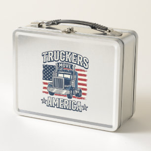 Truckers Move America Vintage Truck Shirt Design_1 Metal Lunch Box
