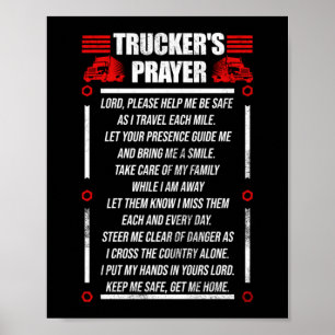 Trucker's Prayer Truck Driver Poster