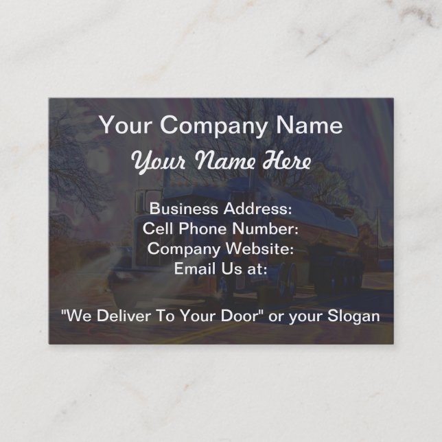 Truckers Tanker Lorry Heavy Transport Gift Business Card (Front)