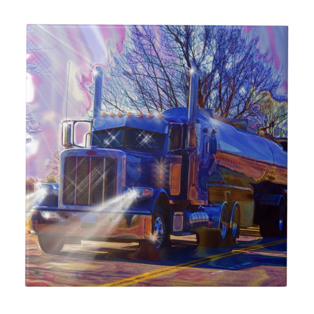 Truckers Tanker Lorry Heavy Transport Gift Ceramic Tile (Front)