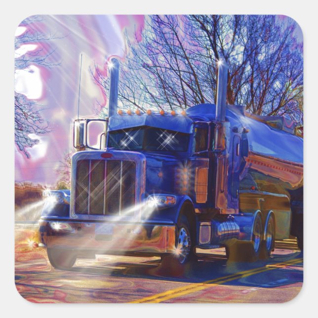 Truckers Tanker Lorry Heavy Transport Gift Square Sticker (Front)