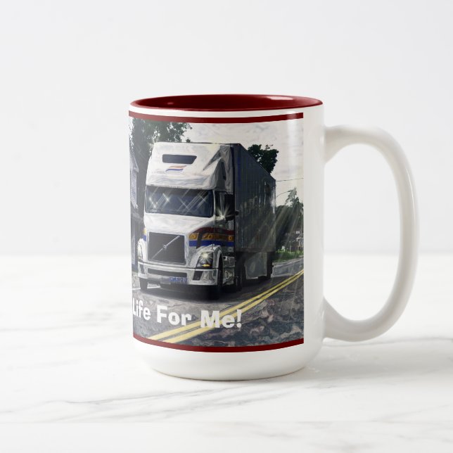 TRUCKERS WHITE CARGO TRUCK BIG RIG COFFEE MUGS (Right)
